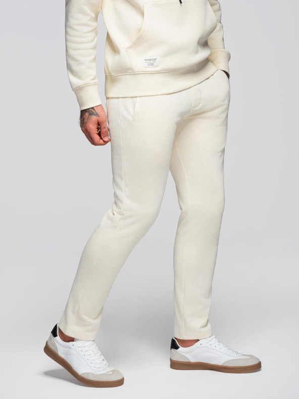 Ombre Clothing Pánska tepláková súprava mikina + nohavice regular fit - krémová V11 Z120 Ombre Clothing