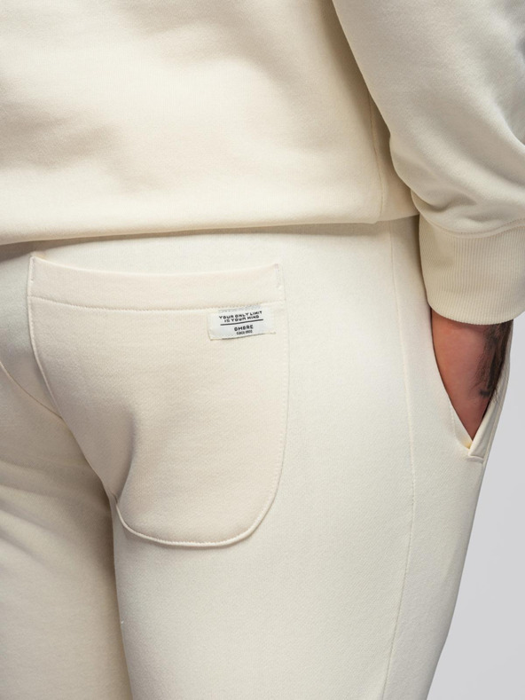 Ombre Clothing Pánska tepláková súprava mikina + nohavice regular fit - krémová V11 Z120 Ombre Clothing