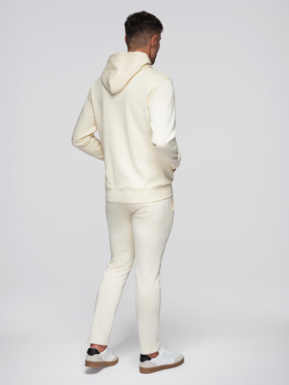 Ombre Clothing Pánska tepláková súprava mikina + nohavice regular fit - krémová V11 Z120 Ombre Clothing