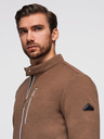 Ombre Clothing Pánska štruktúrovaná motorárska bunda so stojáčikom - hnedá V2 OM-JANP-0229 Ombre Clothing