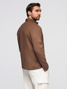 Ombre Clothing Pánska štruktúrovaná motorárska bunda so stojáčikom - hnedá V2 OM-JANP-0229 Ombre Clothing