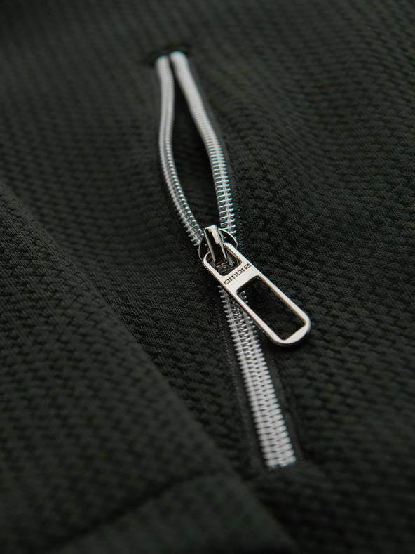 Ombre Clothing Pánska štruktúrovaná bunda so stojáčikom - tmavo zelená V3 OM-JANP-0229 Ombre Clothing