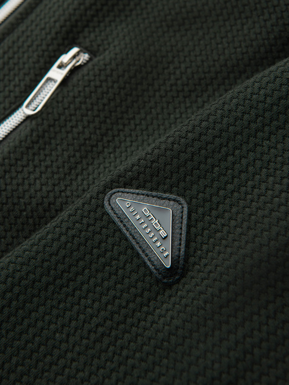 Ombre Clothing Pánska štruktúrovaná bunda so stojáčikom - tmavo zelená V3 OM-JANP-0229 Ombre Clothing