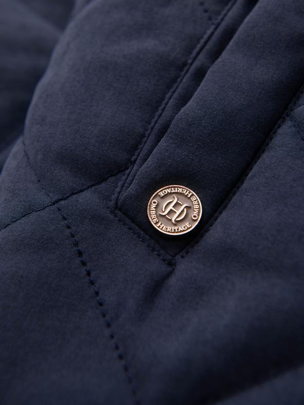 Ombre Clothing Pánska prešívaná bunda bez rukávov s broskyňovým efektom - tmavo modrá V2 OM-JAVJ-0277 Ombre Clothing