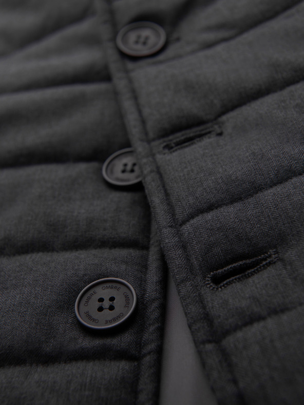 Ombre Clothing Pánska prešívaná elegantná vesta - grafitový melír V1 OM-JAVJ-0275 Ombre Clothing