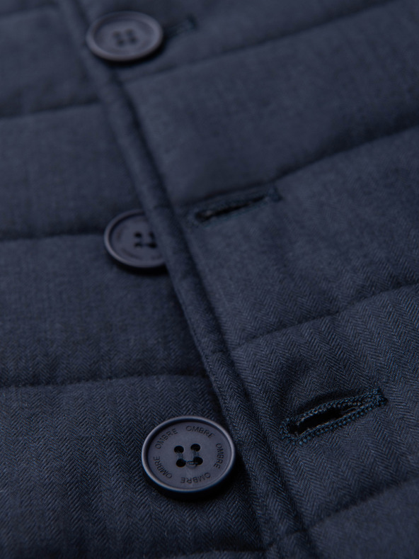 Ombre Clothing Pánska elegantná prešívaná vesta - tmavo modrý melanž V3 OM-JAVJ-0275 Ombre Clothing