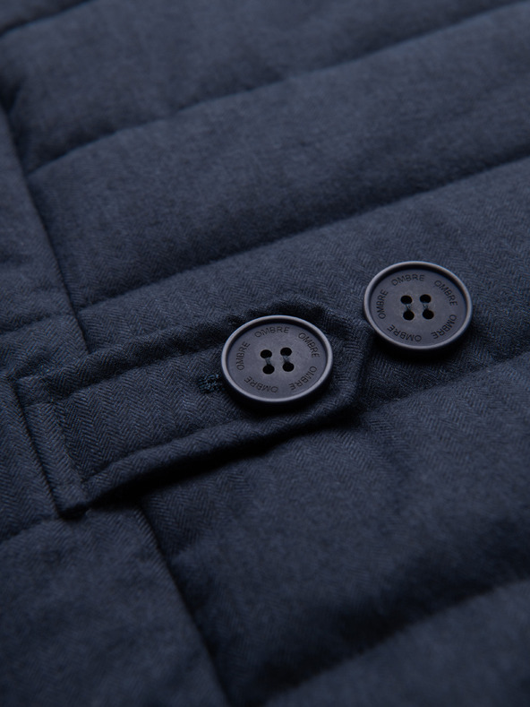 Ombre Clothing Pánska elegantná prešívaná vesta - tmavo modrý melanž V3 OM-JAVJ-0275 Ombre Clothing