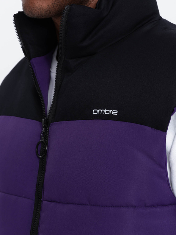 Ombre Clothing PÁNSKE PREŠÍVANÉ TRIČKO BEZ RUKÁVOV V63 - FIALOVÉ Ombre Clothing