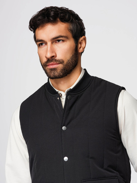 Ombre Clothing Pánska legiaca vesta bez rukávov so zvislým prešívaním - čierna V1 OM-JAVJ-0323 Ombre Clothing