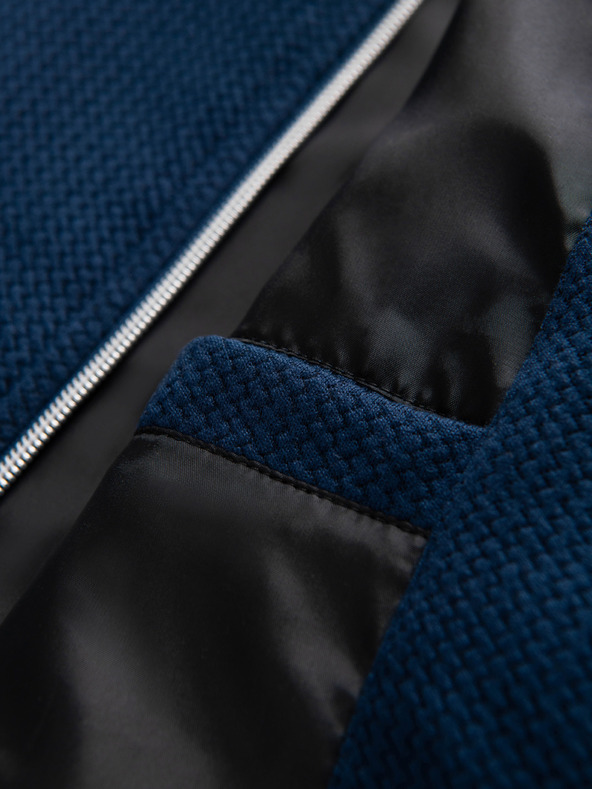 Ombre Clothing Pánska štruktúrovaná bunda so stojáčikom - tmavo modrá V1 OM-JANP-0229 Ombre Clothing