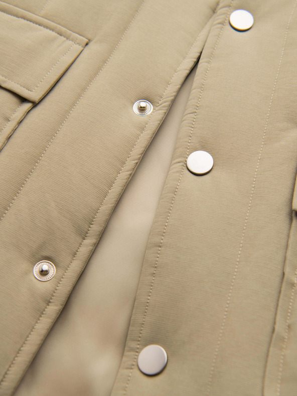 Ombre Clothing Pánska legiaca vesta bez rukávov so zvislým prešívaním - béžová V2 OM-JAVJ-0323 Ombre Clothing