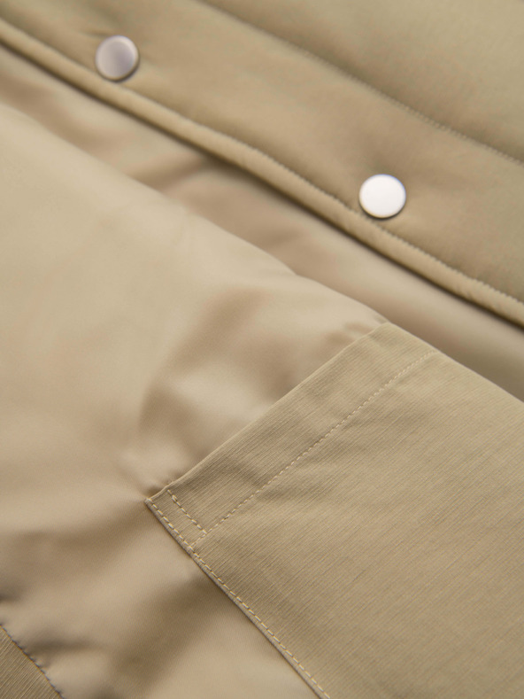 Ombre Clothing Pánska legiaca vesta bez rukávov so zvislým prešívaním - béžová V2 OM-JAVJ-0323 Ombre Clothing