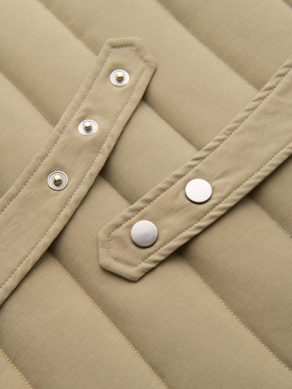 Ombre Clothing Pánska legiaca vesta bez rukávov so zvislým prešívaním - béžová V2 OM-JAVJ-0323 Ombre Clothing