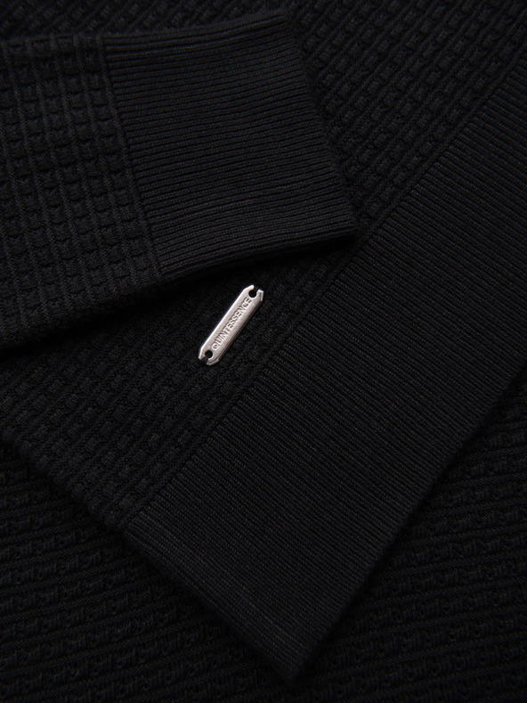 Ombre Clothing Štruktúrovaný pánsky sveter s okrúhlym výstrihom - čierny V3 OM-SWSW-0181 Ombre Clothing