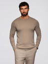 Ombre Clothing BASIC pánsky klasický viskózový sveter s okrúhlym výstrihom - tmavo béžový V15 OM-SWBS-0106 Ombre Clothing