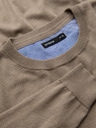 Ombre Clothing BASIC pánsky klasický viskózový sveter s okrúhlym výstrihom - tmavo béžový V15 OM-SWBS-0106 Ombre Clothing