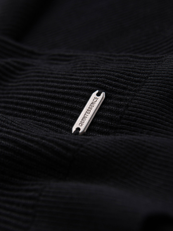 Ombre Clothing Pánsky rebrovaný sveter s gombíkami u výstrihu - čierny V2 OM-SWSW-0182 Ombre Clothing