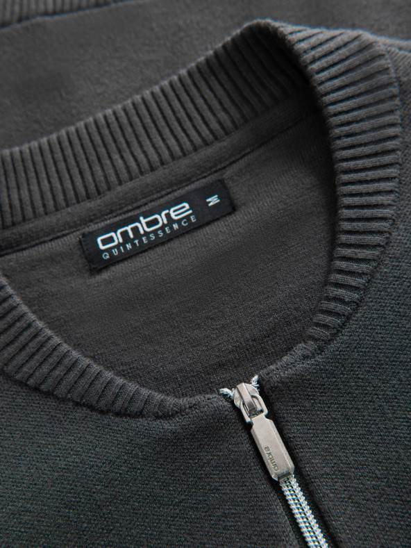 Ombre Clothing Pánsky sveter na zips - grafitový V2 OM-SWZS-0146 Ombre Clothing