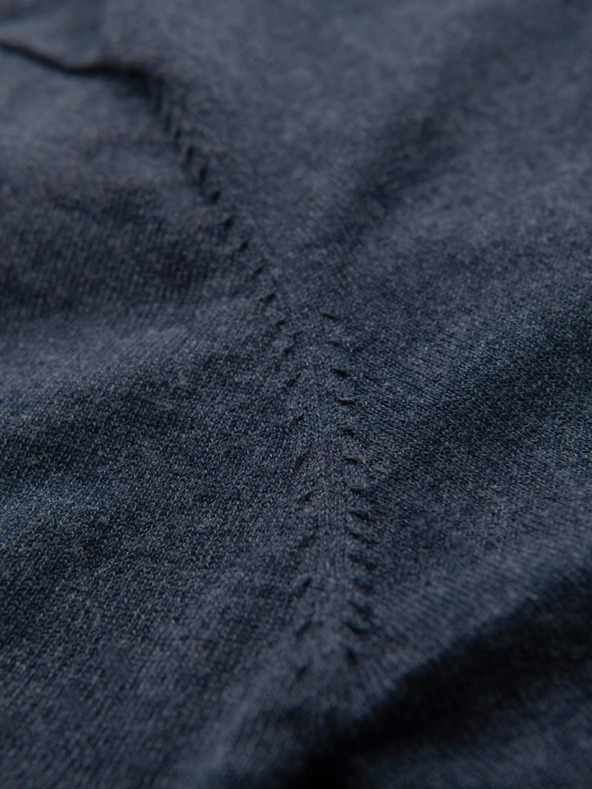 Ombre Clothing BASIC pánsky viskózový sveter s okrúhlym výstrihom - tmavo modrý melír V16 OM-SWBS-0106 Ombre Clothing