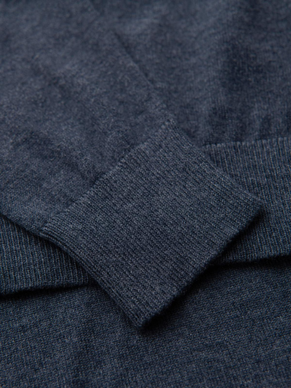 Ombre Clothing BASIC pánsky viskózový sveter s okrúhlym výstrihom - tmavo modrý melír V16 OM-SWBS-0106 Ombre Clothing