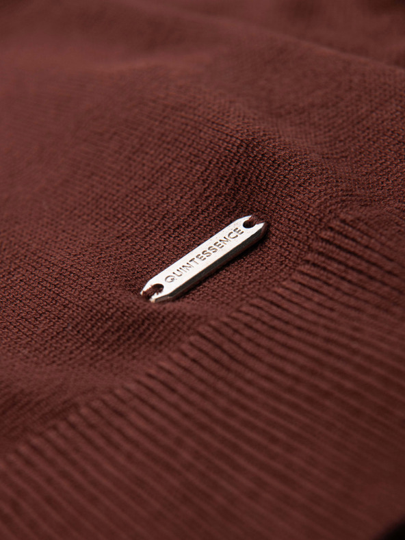 Ombre Clothing Pánsky sveter s okrúhlym výstrihom z elastického úpletu v klasickej väzbe - burgundský V4 OM-SWSW-0183 Ombre Clothing