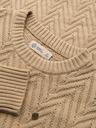Ombre Clothing Pánsky sveter zo cik-cak úpletu - pieskový V1 OM-SWSW-0147 Ombre Clothing