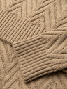 Ombre Clothing Pánsky sveter zo cik-cak úpletu - pieskový V1 OM-SWSW-0147 Ombre Clothing