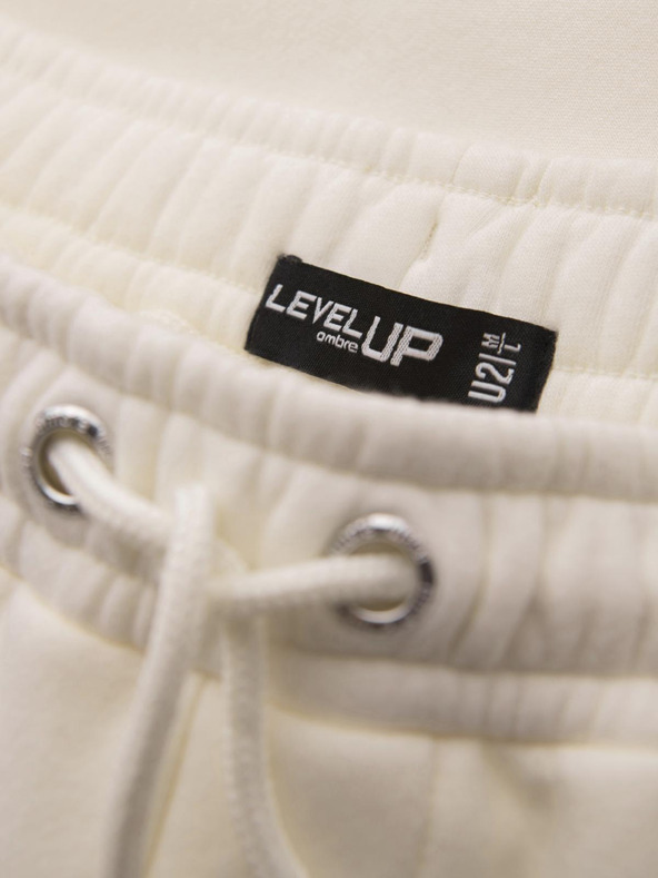 Ombre Clothing Unisex teplákové šortky s rebrovaným pásom - krémové V2 OU-SRBC-0101 Ombre Clothing