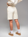 Ombre Clothing Unisex teplákové šortky s rebrovaným pásom - krémové V2 OU-SRBC-0101 Ombre Clothing