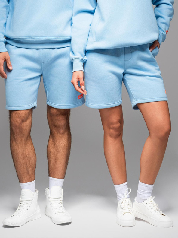 Ombre Clothing Unisex teplákové šortky s rebrovaným pásom - modré V8 OU-SRBC-0101 Ombre Clothing