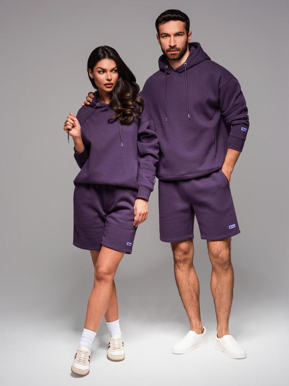Ombre Clothing Unisex teplákové šortky so ťahacím šnúrkom v pase - fialové V13 OU-SRBC-0101 Ombre Clothing