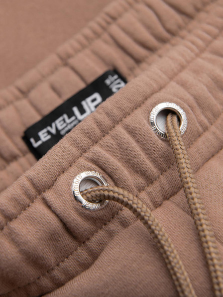 Ombre Clothing Unisex teplákové šortky s rebrovaným pásom - hnedé V16 OU-SRBC-0101 Ombre Clothing