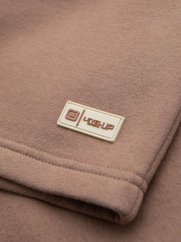 Ombre Clothing Unisex teplákové šortky s rebrovaným pásom - hnedé V16 OU-SRBC-0101 Ombre Clothing