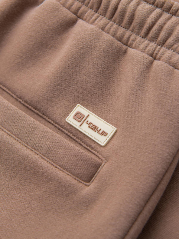 Ombre Clothing Unisex teplákové šortky s rebrovaným pásom - hnedé V16 OU-SRBC-0101 Ombre Clothing