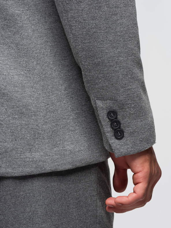 Ombre Clothing Pánske pletené sako v fitted strihom - svetlo sivé V2 OM-BLZB-0100 Ombre Clothing