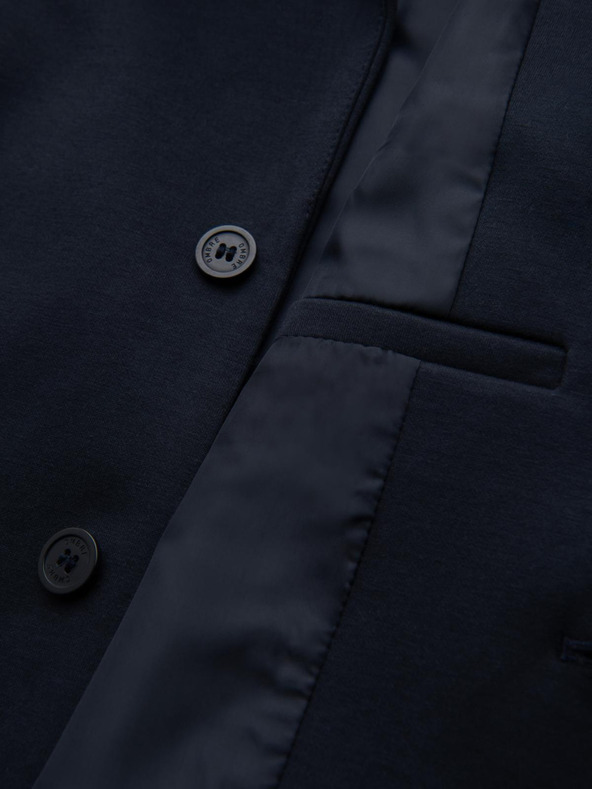 Ombre Clothing Pánska pletená bunda v fitted strihom - tmavo modrá V3 OM-BLZB-0100 Ombre Clothing