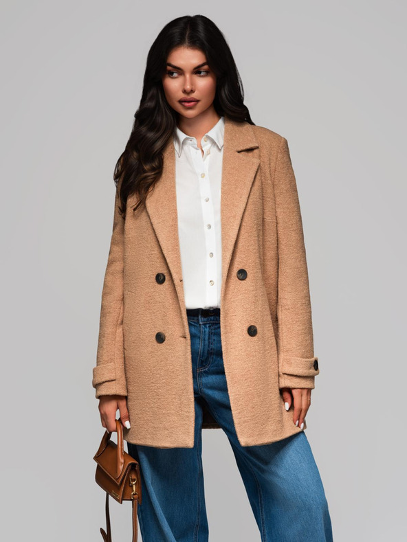 Edoti Módny dámsky kabát CLR041 - hnedý EDOTI