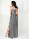Edoti Dámske maxi šaty na úzke ramienka so zabudovaným výstriihom INGI DLR201 - sivé EDOTI