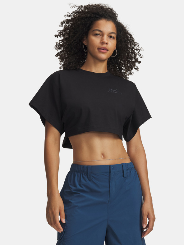Under Armour Dámske tričko Under Armour Cropped Script SS Tee-BLK