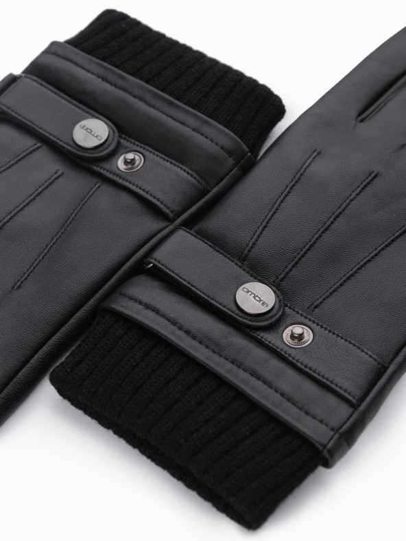 Ombre Clothing Pánske dotyková kožené rukavice - čierne V1 OM-ACGL-0128 Ombre Clothing