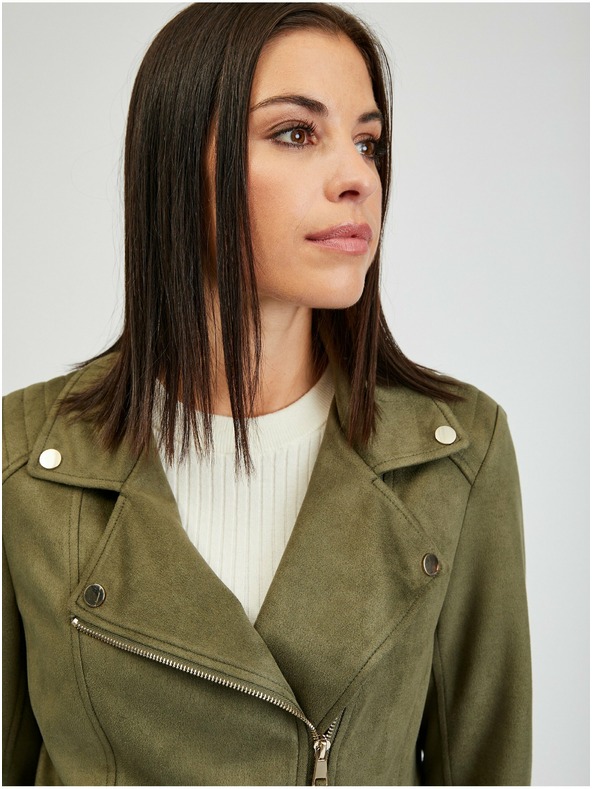Orsay Khaki dámska krivá bunda zo semišu ORSAY Tina