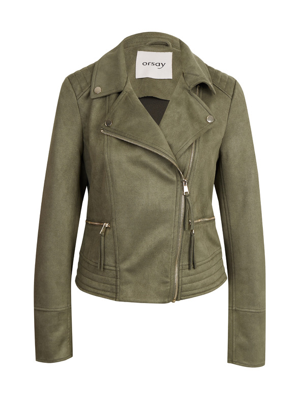 Orsay Khaki dámska krivá bunda zo semišu ORSAY Tina