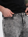 Ombre Clothing Šedé pánske orezané slim fit džínsy Ombre Oblečenie P923