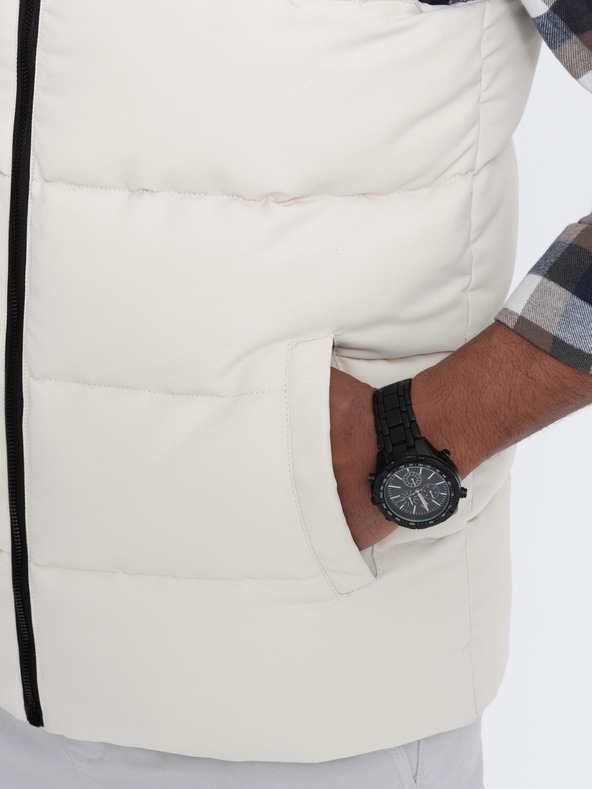 Ombre Clothing Čierno-béžová pánska prešívaná vesta Ombre Clothing