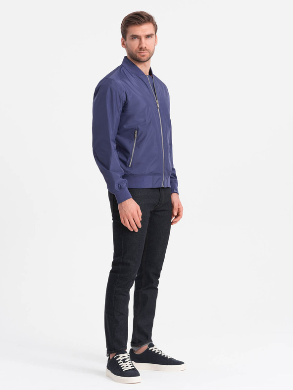Ombre Clothing Pánska jarná bunda Bomber C439 - námornícka