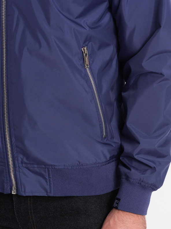 Ombre Clothing Pánska jarná bunda Bomber C439 - námornícka