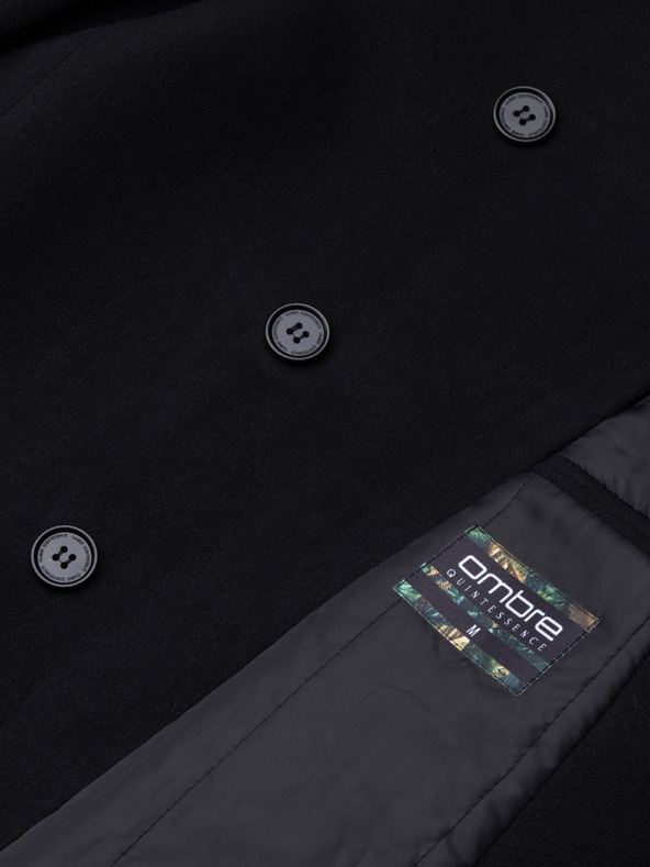 Ombre Clothing Čierny pánsky kabát C501