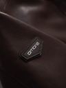 Ombre Clothing Tmavohnedá pánska kožená bunda Ombre Clothing