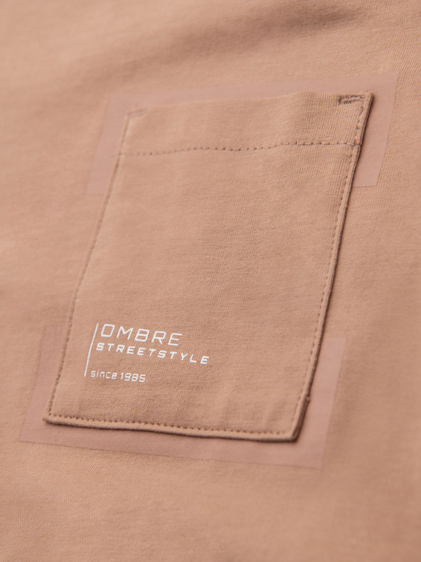 Ombre Clothing Svetlohnedé pánske tričko Ombre Oblečenie