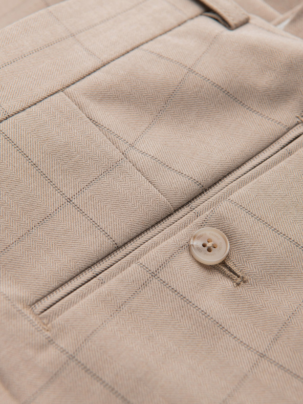 Ombre Clothing Svetlohnedé pánske kárované nohavice Ombre Clothing